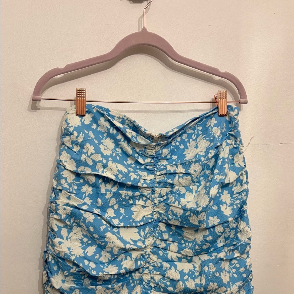 Mango Blue and White Bubble Mini Skirt - Picture 3 of 4